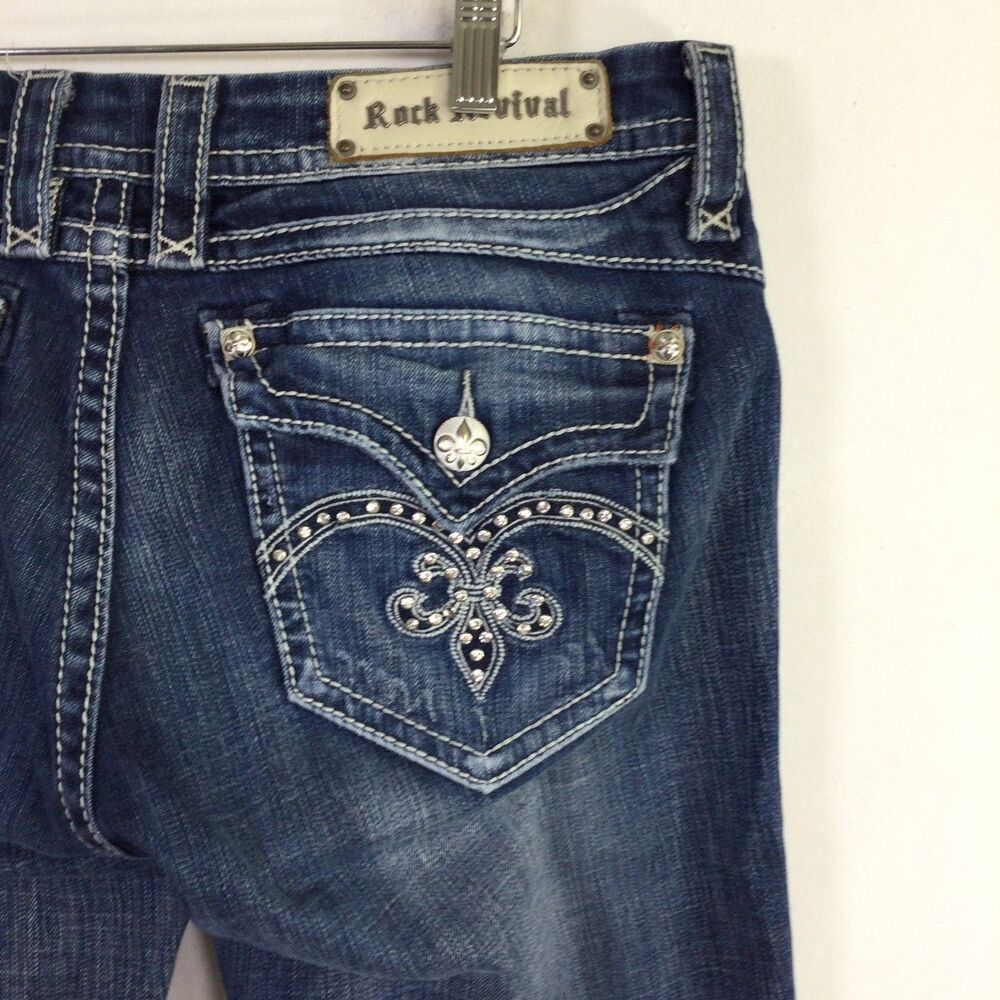 Rock Revival Womens Sasha Easy Bootcut Jeans Mid-Rise Stretch Denim Blue Size 32 - Picture 12 of 16